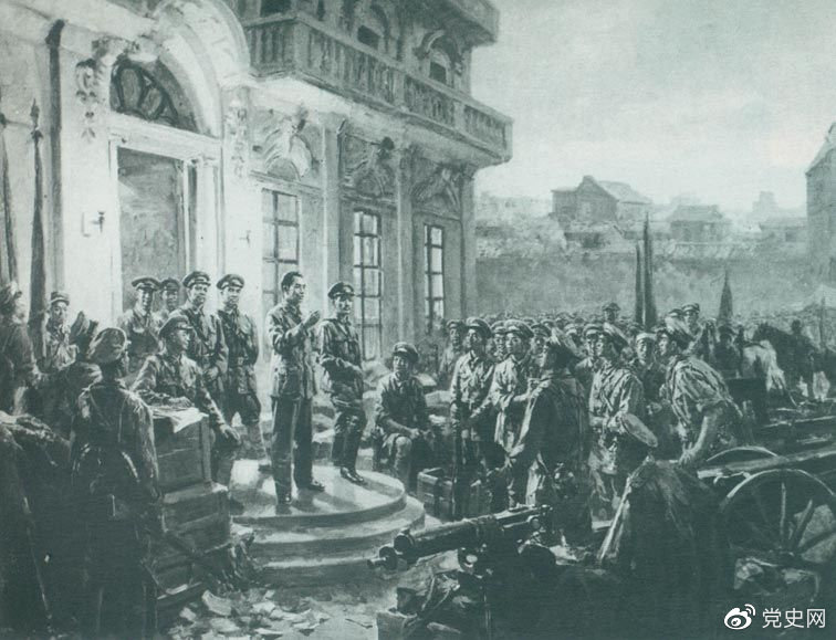 1927年8月1日，南昌起義爆發(fā),標(biāo)志著中國共產(chǎn)黨獨(dú)立領(lǐng)導(dǎo)革命戰(zhàn)爭、創(chuàng)建人民軍隊(duì)和武裝奪取政權(quán)的開端，開啟了中國革命新紀(jì)元。這是《八一起義》油畫。